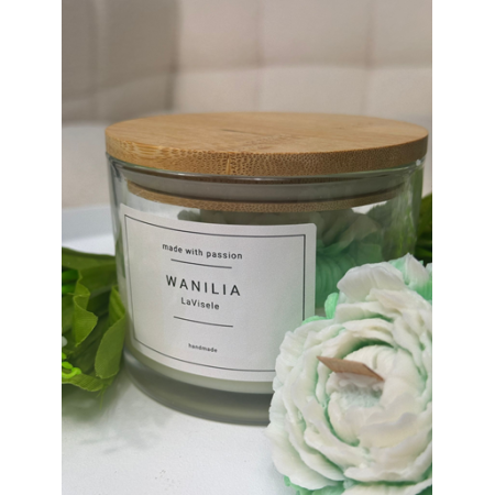 Świeca sojowa zielona piwonia zapachowa z pokrywą 300g